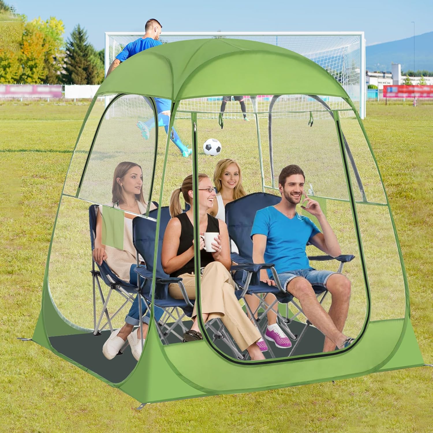 Upgraded Sports Tent – Instant Pop Up Tent Shelter All Weatherproof Outdoor Clear Bubble Tent with Window & Removable Floor Mat for Camping, Fishing, Watching Sport Events Upgraded Sports Tent – Instant Pop Up Tent Shelter All Weatherproof Outdoor Clear Bubble Tent with Window & Removable Floor Mat for Camping, Fishing, Watching Sport Events