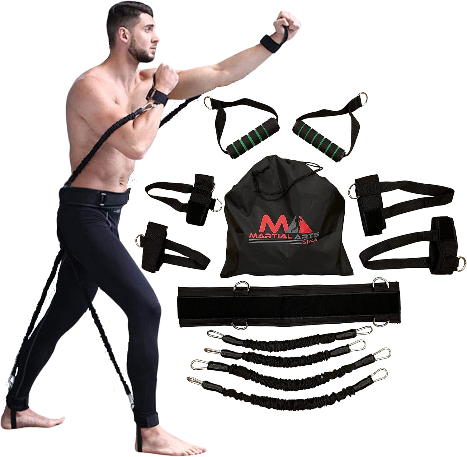 Boxing Resistance Bands for MMA Martial Arts Resistance Training at Home for Punches/Kicks, 150lbs Exercise Bands Full Body Fitness Workout to Enhance Explosive Power/Speed/Agility Boxing Resistance Bands for MMA Martial Arts Resistance Training at Home for Punches/Kicks, 150lbs Exercise Bands Full Body Fitness Workout to Enhance Explosive Power/Speed/Agility