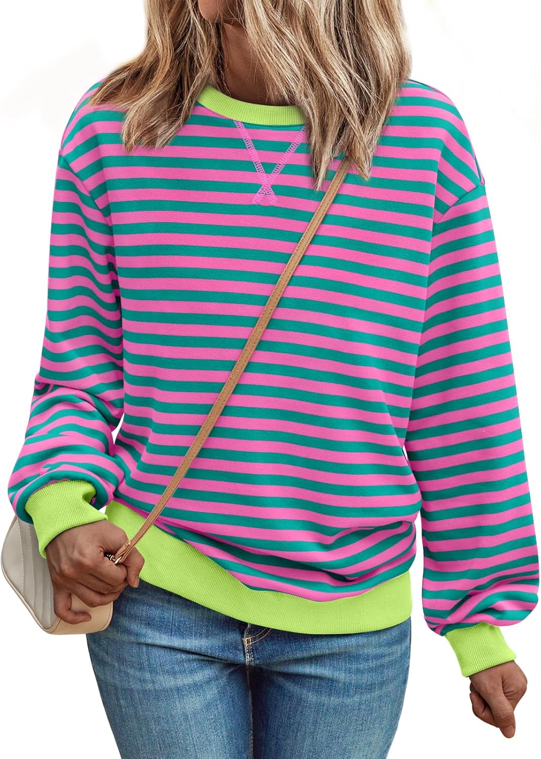 Trendy Queen Sweatshirts for Women 2024 Fall Crewneck Striped Long Sleeve Shirts Preppy Tops Y2K Winter Outfits Clothes Trendy Queen Sweatshirts for Women 2024 Fall Crewneck Striped Long Sleeve Shirts Preppy Tops Y2K Winter Outfits Clothes
