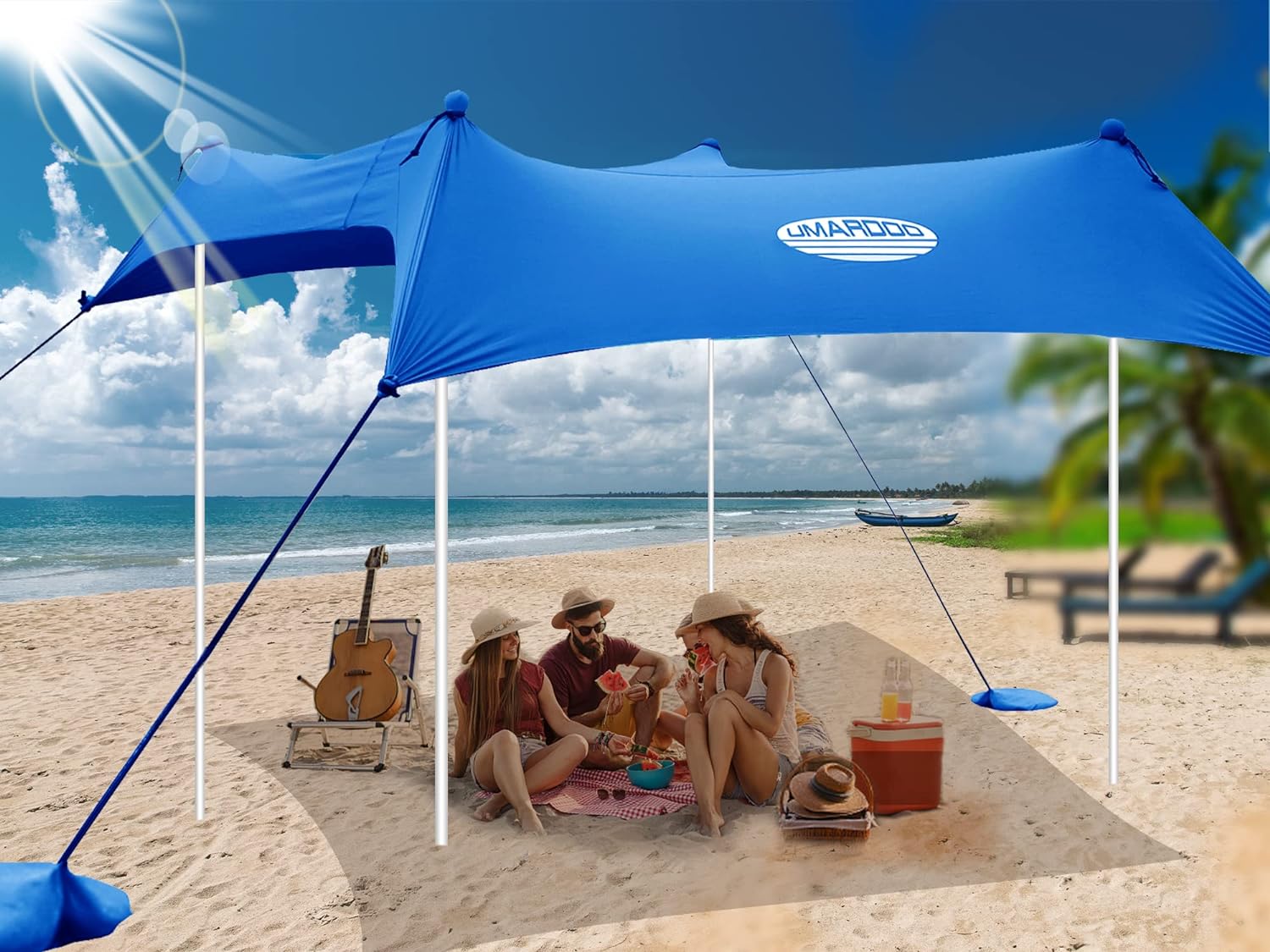 UMARDOO Family Beach Tent Canopy Sun Shade Portable 10×10FT, Large Wind Resistance Beach Sun Shelter Easy Setup with Packable Carry Bag for Outdoor Travel UPF 50+ (Blue) UMARDOO Family Beach Tent Canopy Sun Shade Portable 10×10FT, Large Wind Resistance Beach Sun Shelter Easy Setup with Packable Carry Bag for Outdoor Travel UPF 50+ (Blue)