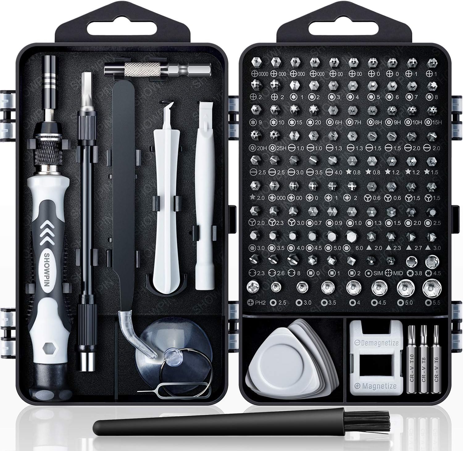 SHOWPIN 122 in 1 Precision Computer Screwdriver Kit, Laptop Screwdriver Sets with 101 Magnetic Drill Bits, Electronics Tool Kit Compatible for Tablet, PC, iPhone, PS4 Repair SHOWPIN 122 in 1 Precision Computer Screwdriver Kit, Laptop Screwdriver Sets with 101 Magnetic Drill Bits, Electronics Tool Kit Compatible for Tablet, PC, iPhone, PS4 Repair