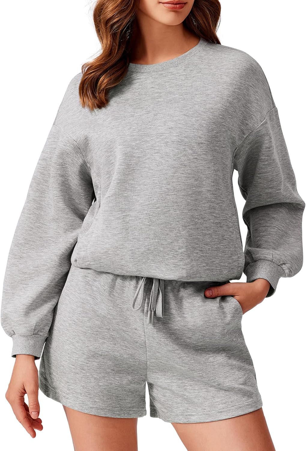 PINSPARK Two Piece Sets for Women 2024 Fall Outfits Sweatsuit 4 Pockets Sweat Short Sets Casual Matching Set Travel Tracksuit PINSPARK Two Piece Sets for Women 2024 Fall Outfits Sweatsuit 4 Pockets Sweat Short Sets Casual Matching Set Travel Tracksuit