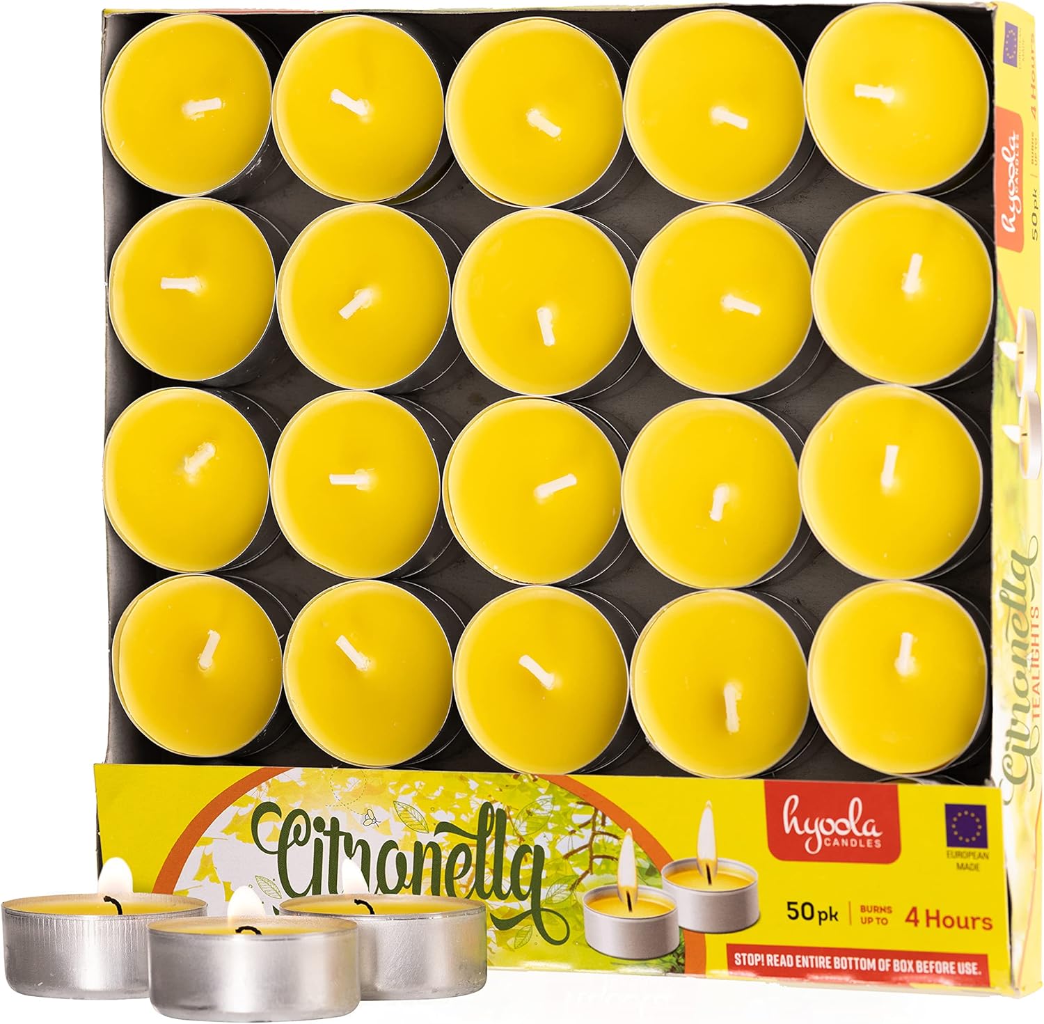 Hyoola Tealight Citronella Candles – Anti Mosquito Candle – 4 Hour Burn – 50 Pack – DEET Free Hyoola Tealight Citronella Candles – Anti Mosquito Candle – 4 Hour Burn – 50 Pack – DEET Free