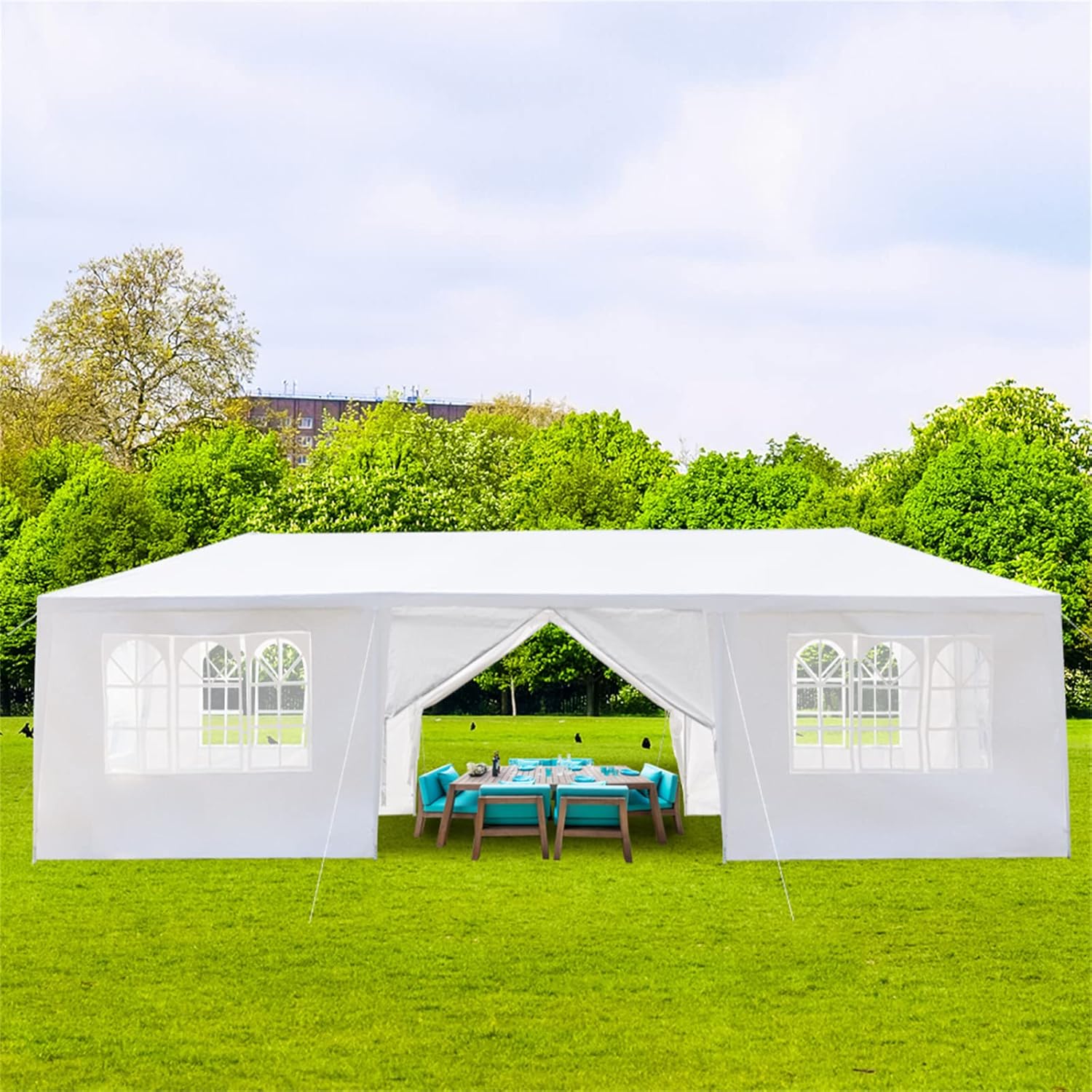 10’x30′ Outdoor Party Tent with 8 Removable Sidewalls, Waterproof Canopy Patio Wedding Gazebo, White 10’x30′ Outdoor Party Tent with 8 Removable Sidewalls, Waterproof Canopy Patio Wedding Gazebo, White