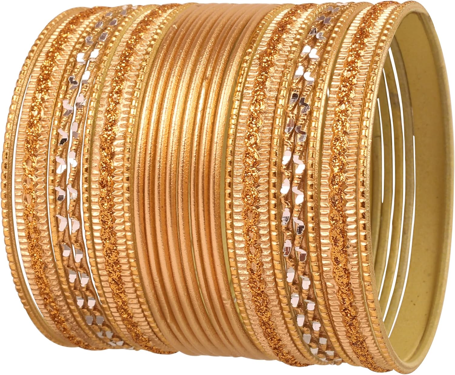 Touchstone Indian Metal Bangles for Women Gold Alloy Bracelets desi 2 Dozen Bangle Collection Bollywood Women’s Jewelry Set Multi Stacking Wide Chunky Textured Golden Set of 24 in Gold or White Tone Touchstone Indian Metal Bangles for Women Gold Alloy Bracelets desi 2 Dozen Bangle Collection Bollywood Women’s Jewelry Set Multi Stacking Wide Chunky Textured Golden Set of 24 in Gold or White Tone