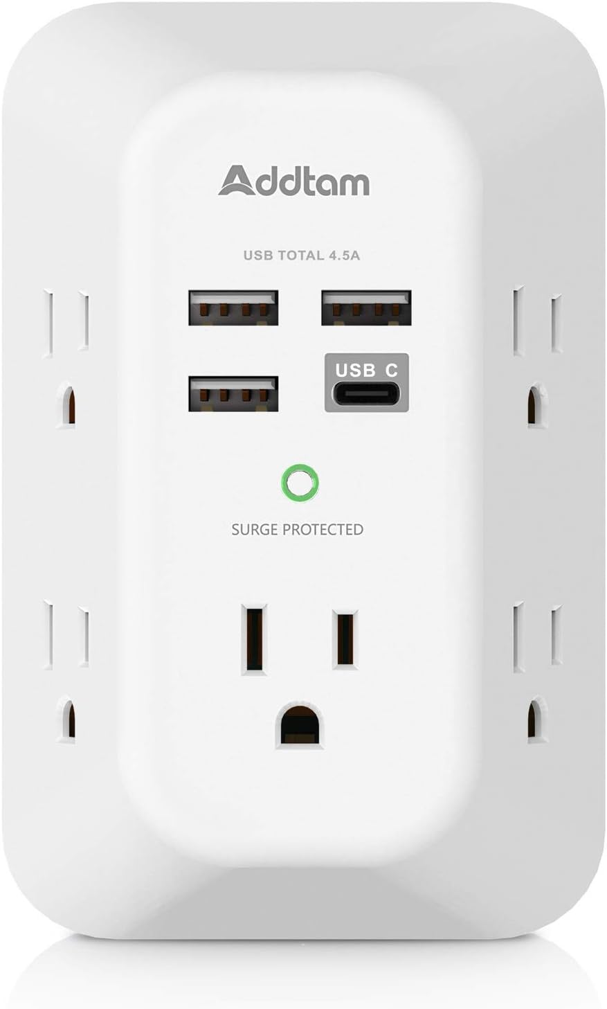 Addtam USB Wall Charger Surge Protector 5 Outlet... Addtam USB Wall Charger Surge Protector 5 Outlet...