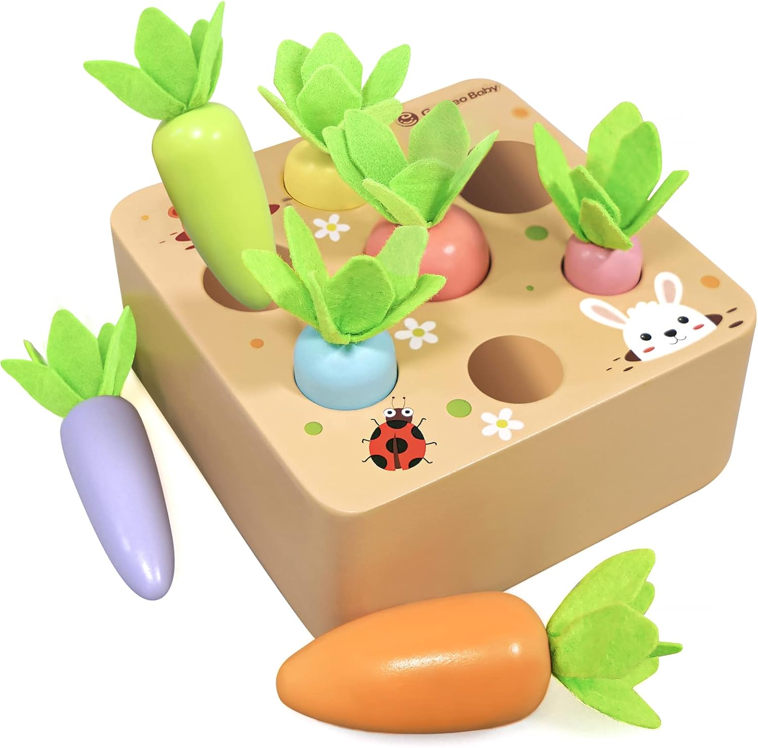 KMTJT Montessori Toys for 1 2 3 Year Old Toddlers, Macron Carrot Harvest Game Wooden Toys for Baby Boys and Girls, Educational Learning Shape Sorting Matching Gifts for Babies 1-3 KMTJT Montessori Toys for 1 2 3 Year Old Toddlers, Macron Carrot Harvest Game Wooden Toys for Baby Boys and Girls, Educational Learning Shape Sorting Matching Gifts for Babies 1-3