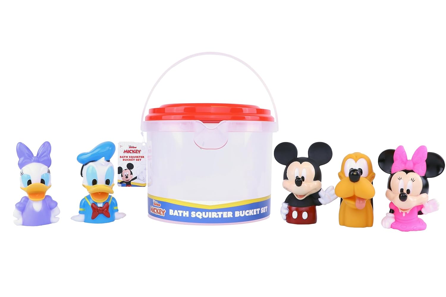 Mickey & Friends 6 Piece Bath Squirter Bucket Set. Bath Toys for Baby and Toddlers, Includes Organizer Bucket with Drainage to Store Your Bath time Water Toys. Mickey & Friends 6 Piece Bath Squirter Bucket Set. Bath Toys for Baby and Toddlers, Includes Organizer Bucket with Drainage to Store Your Bath time Water Toys.