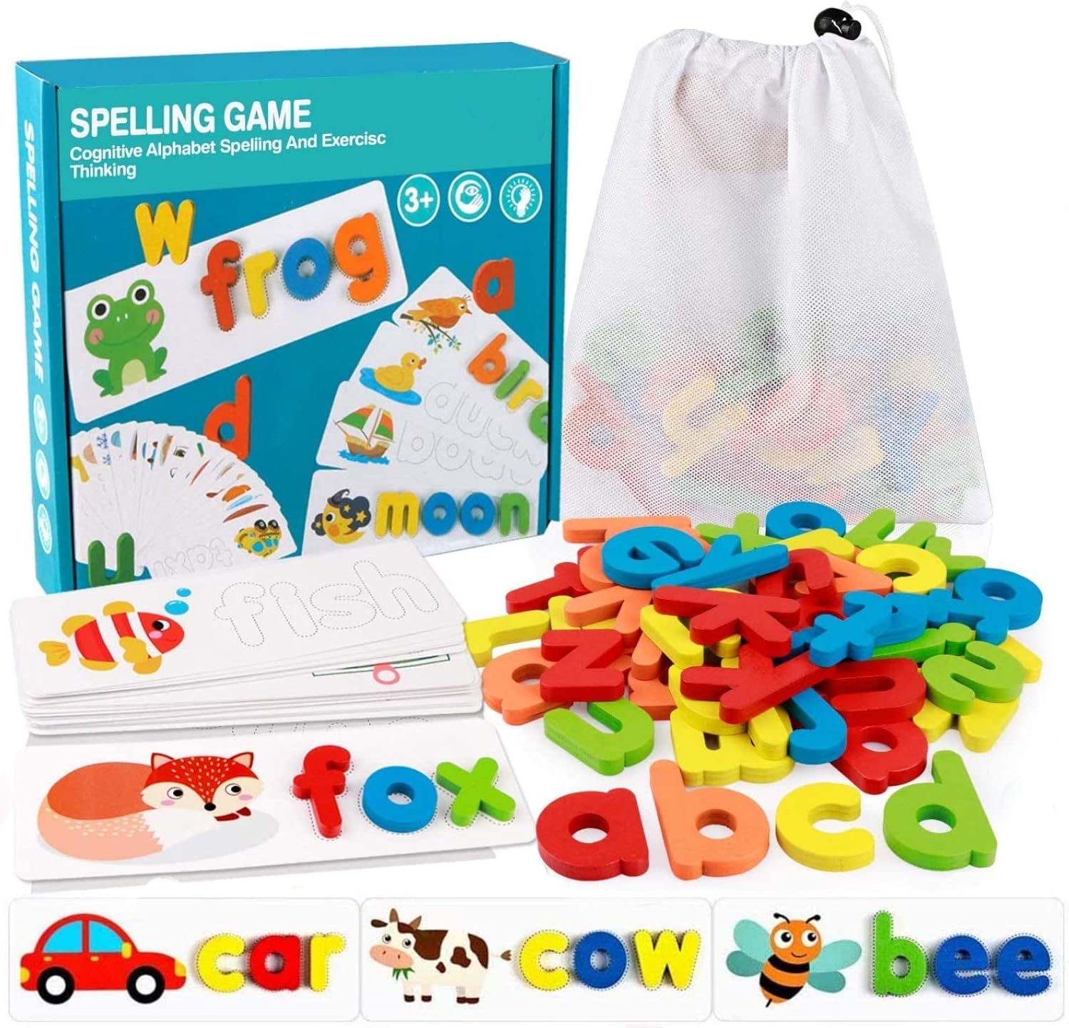 MASTOUR See and Spell Learning Toys,Matching Letter Game Words for Kids,Educational Learning Toys for Preschool Kindergarten 3-7 Year Old Girls Boys (28 Cards+52 Letters) +1 MASTOUR See and Spell Learning Toys,Matching Letter Game Words for Kids,Educational Learning Toys for Preschool Kindergarten 3-7 Year Old Girls Boys (28 Cards+52 Letters) +1