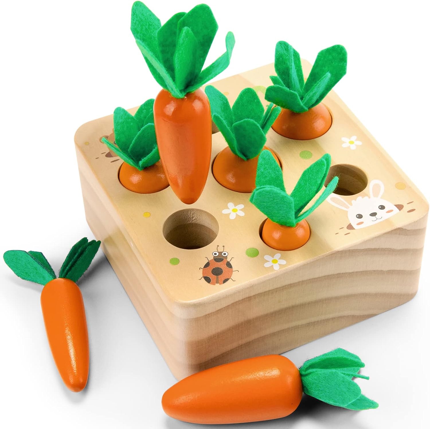 Montessori Toys for 1 Year Old, Wooden Toys Developmental Shape Sorting & Matching Puzzle Carrots Harvest Game, Birthday Gifts for Toddlers Babies Boys and Girls 6-12 Months Christmas Montessori Toys for 1 Year Old, Wooden Toys Developmental Shape Sorting & Matching Puzzle Carrots Harvest Game, Birthday Gifts for Toddlers Babies Boys and Girls 6-12 Months Christmas