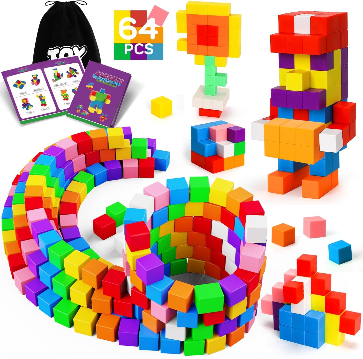 TOY Life 64 Pcs Magnetic Blocks Magnet Blocks... TOY Life 64 Pcs Magnetic Blocks Magnet Blocks...