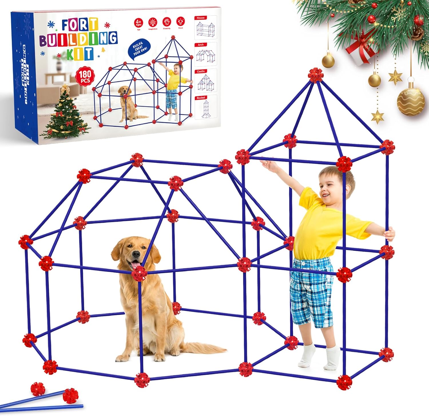 180Pcs Fort Building Kit Toy for Kids 4 5 6 7... 180Pcs Fort Building Kit Toy for Kids 4 5 6 7...