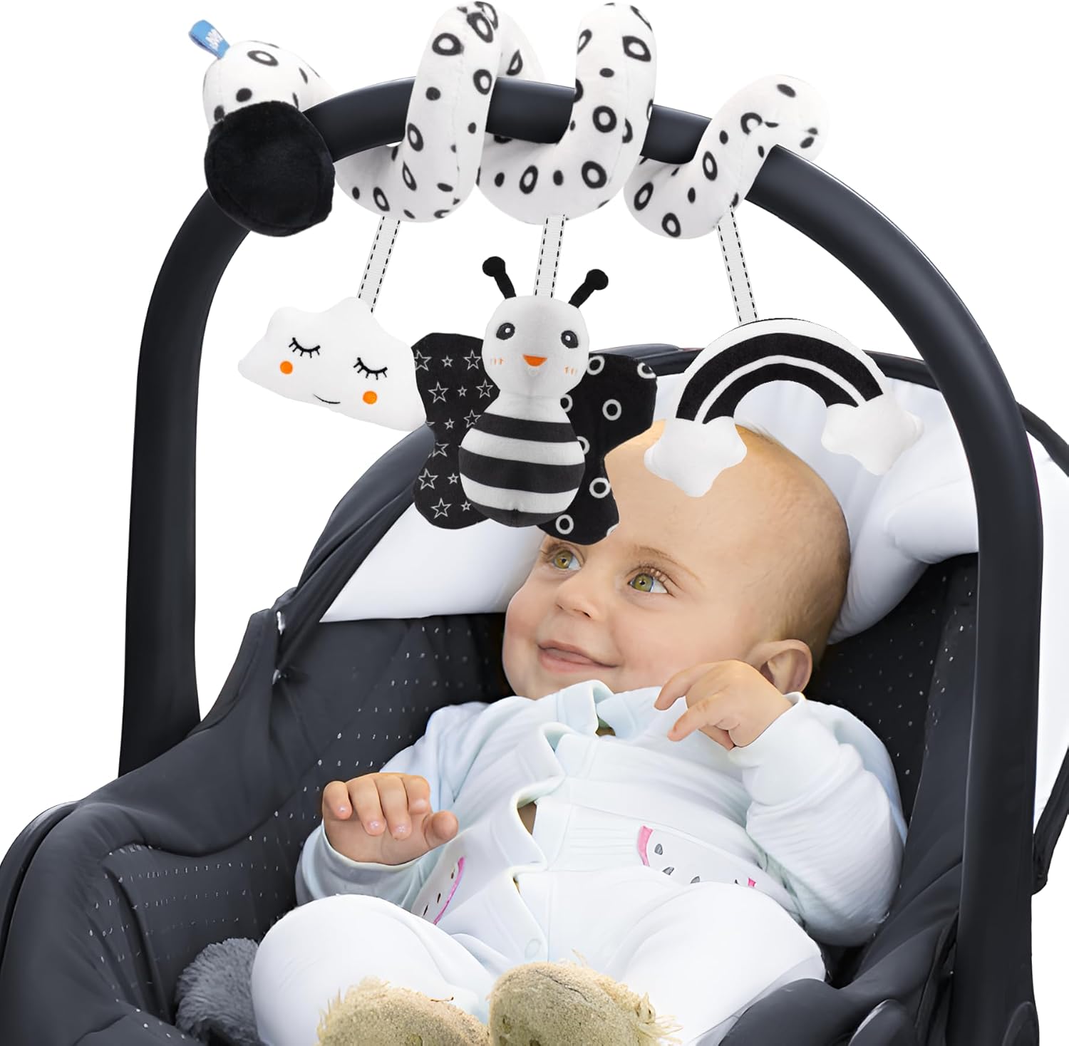 FPVERA Infant Car Seat Toys for Babies 0-6 Months: Travel Baby Toy for Rear Car Seat, Adjustable Mobile Activity Arch with Music, Sensory Hanging Toy Fits SafetyCrib, Stroller (Black Whtie) FPVERA Infant Car Seat Toys for Babies 0-6 Months: Travel Baby Toy for Rear Car Seat, Adjustable Mobile Activity Arch with Music, Sensory Hanging Toy Fits SafetyCrib, Stroller (Black Whtie)