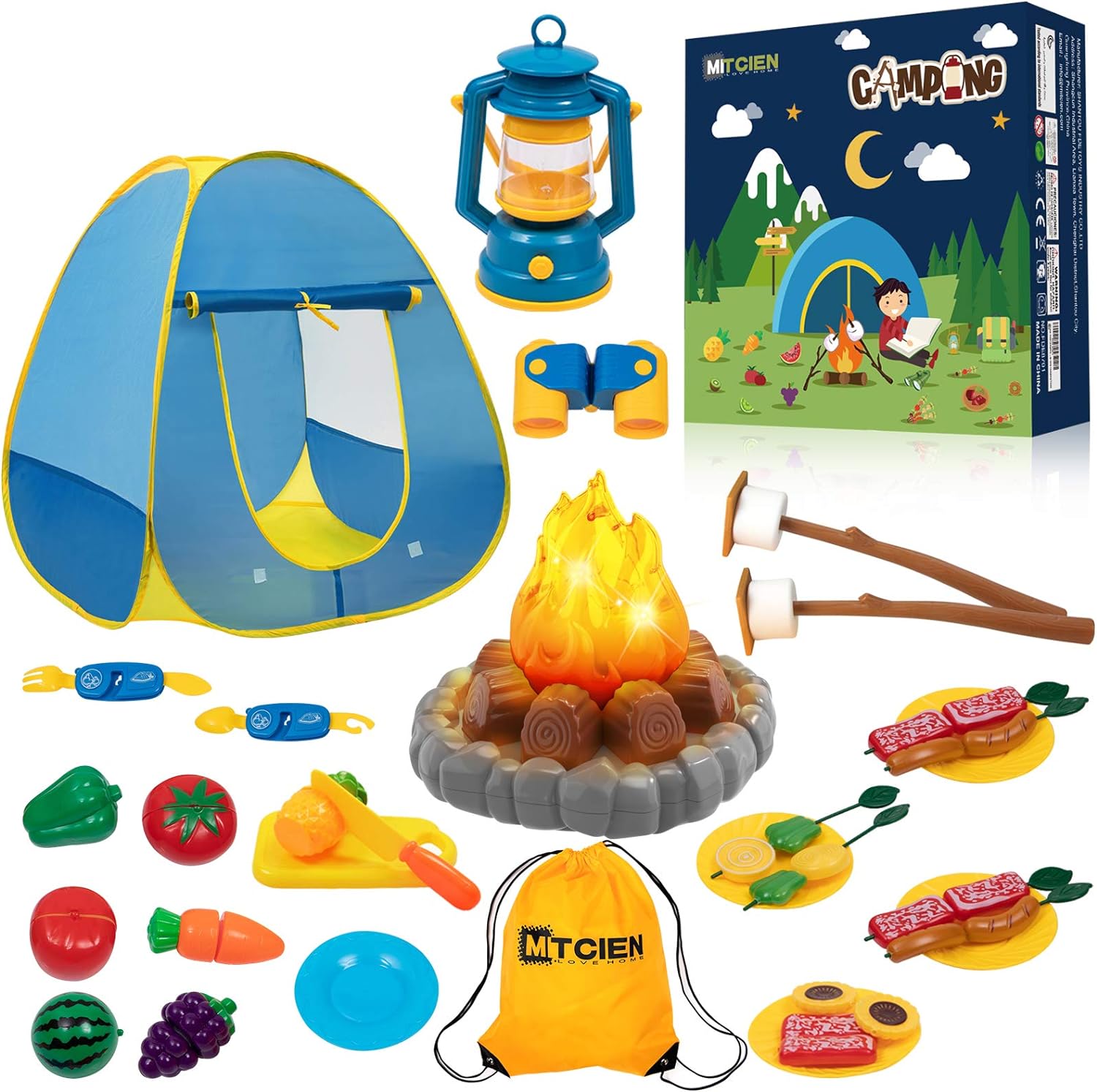 MITCIEN Kids Camping Play Tent with Toy Campfire/Marshmallow/Fruits... MITCIEN Kids Camping Play Tent with Toy Campfire/Marshmallow/Fruits...