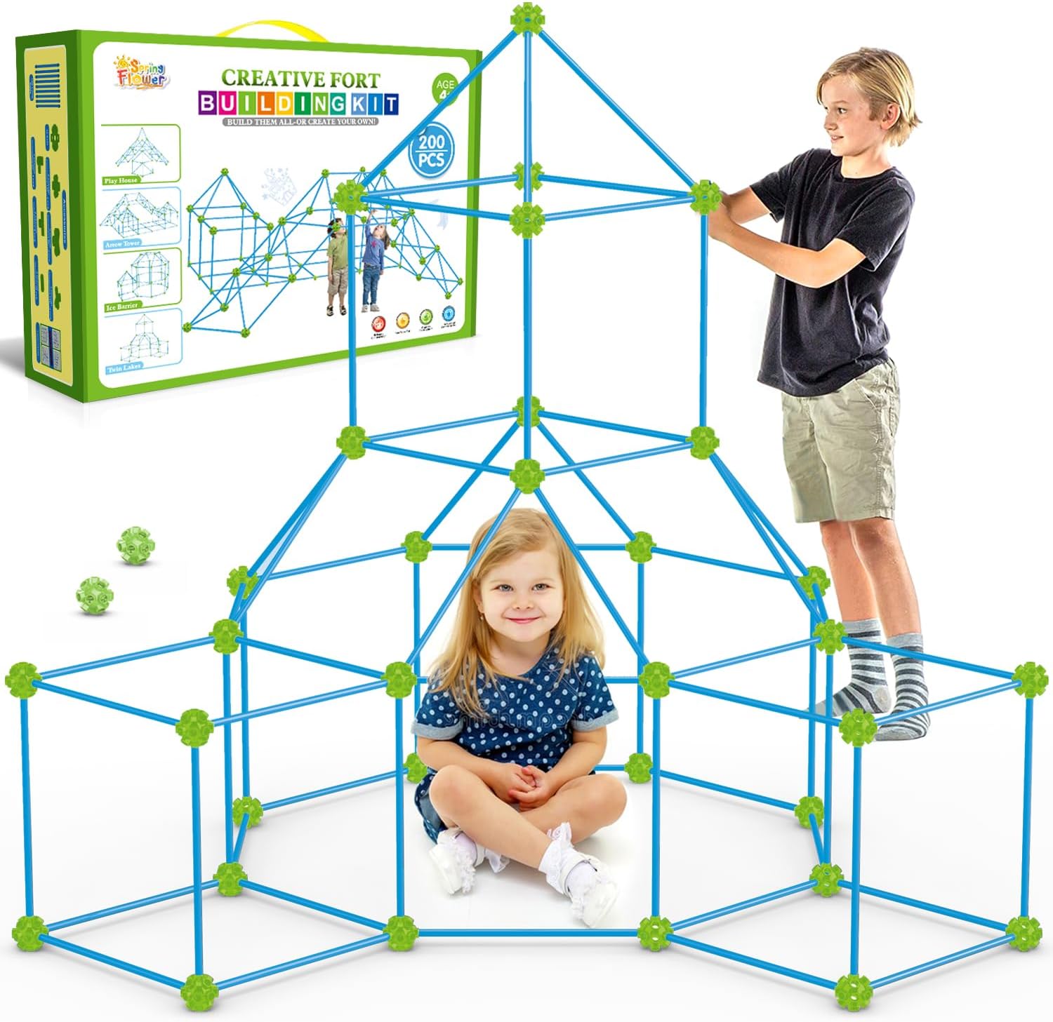 SpringFlower Fort Building Kit for Kids,STEM Construction... SpringFlower Fort Building Kit for Kids,STEM Construction...
