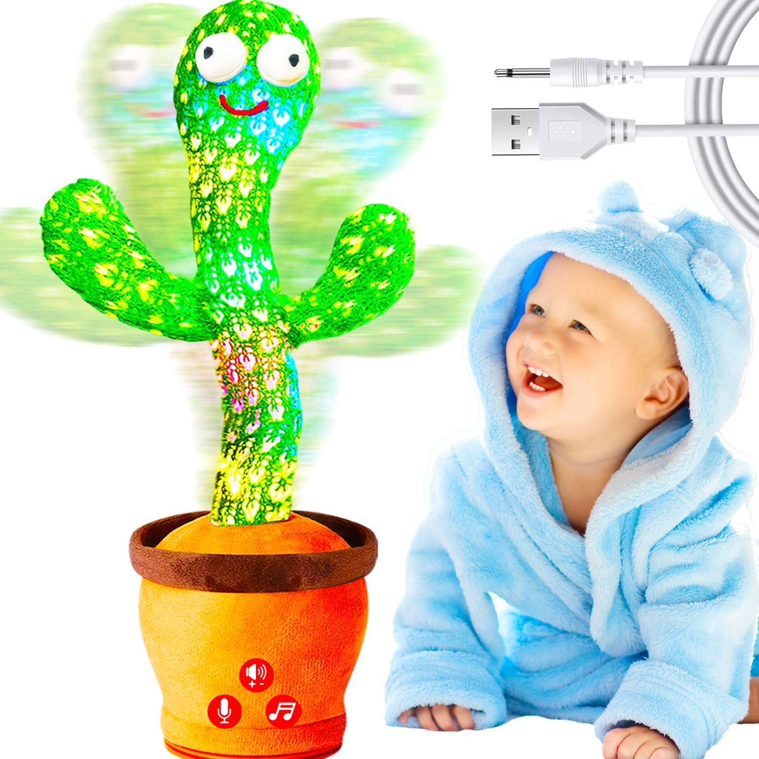Rechargeable Dancing Talking Cactus Toy for Baby... Rechargeable Dancing Talking Cactus Toy for Baby...