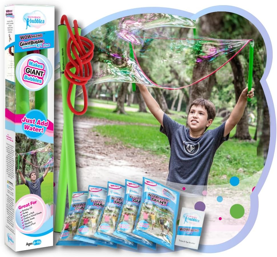 WOWMAZING Giant Bubbles Kit Plus – Great... WOWMAZING Giant Bubbles Kit Plus – Great...