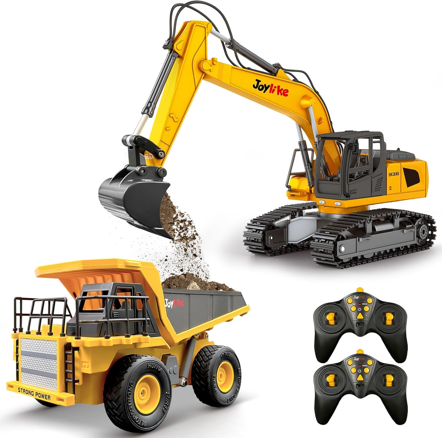 RC Excavator and Dump Truck Toy Set,2.4Ghz Metal... RC Excavator and Dump Truck Toy Set,2.4Ghz Metal...