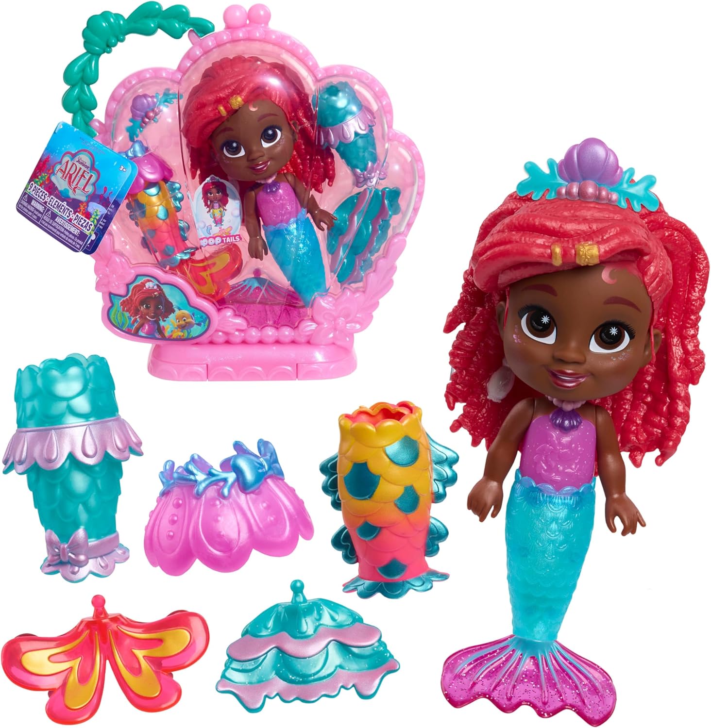 Just Play Disney Junior Pop Tails Ariel 7-inch Doll and Accessories, 9-Pieces, Kids Toys for Ages 3 Up Just Play Disney Junior Pop Tails Ariel 7-inch Doll and Accessories, 9-Pieces, Kids Toys for Ages 3 Up