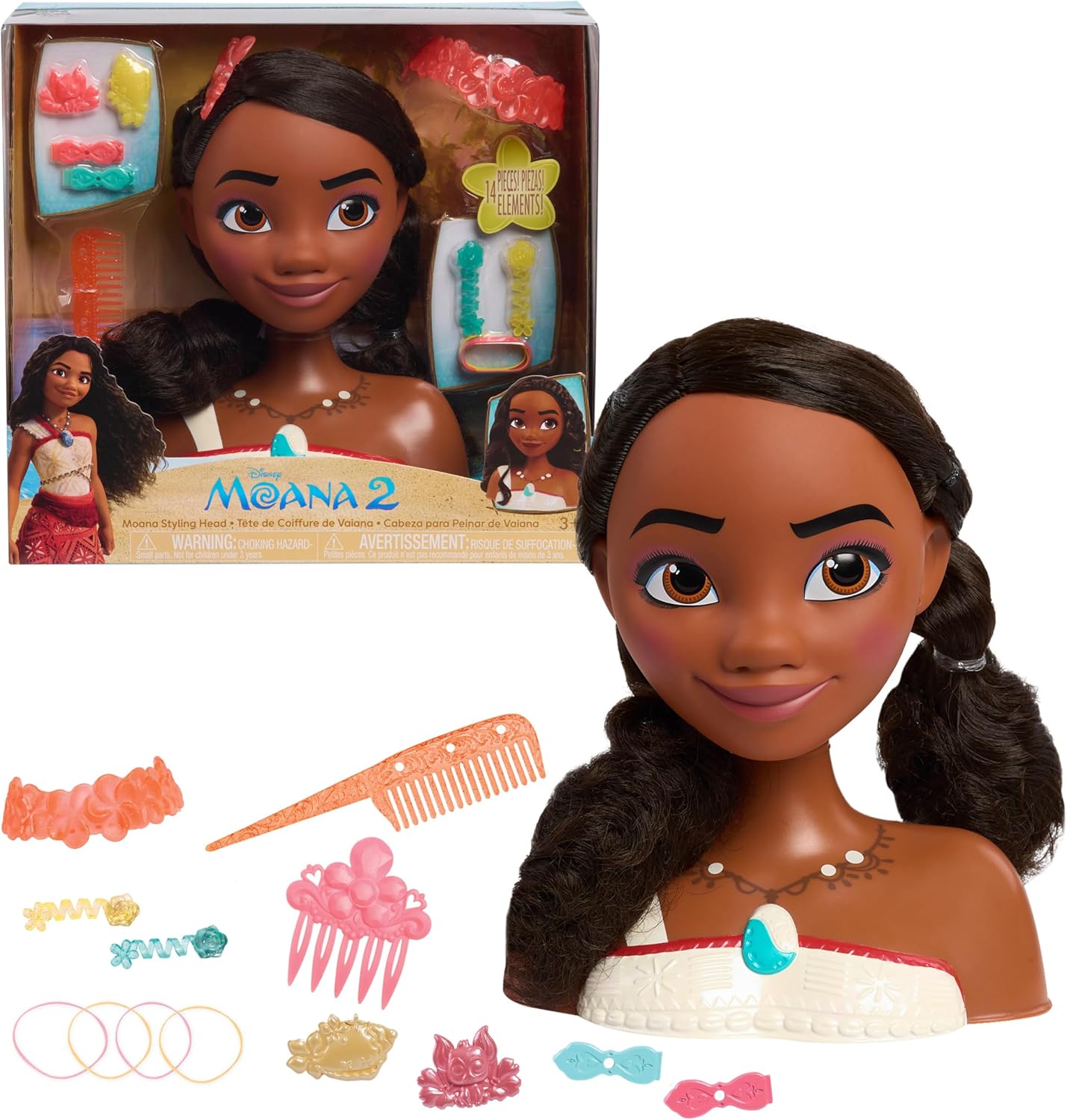 Just Play Disney Princess Moana 2 Styling Head, 14-Pieces, Pretend Play, Kids Toys for Ages 3 Up Just Play Disney Princess Moana 2 Styling Head, 14-Pieces, Pretend Play, Kids Toys for Ages 3 Up