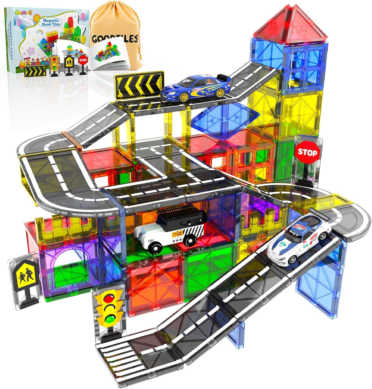 Magnetic Tiles – Road Set, Magnetic Building... Magnetic Tiles – Road Set, Magnetic Building...
