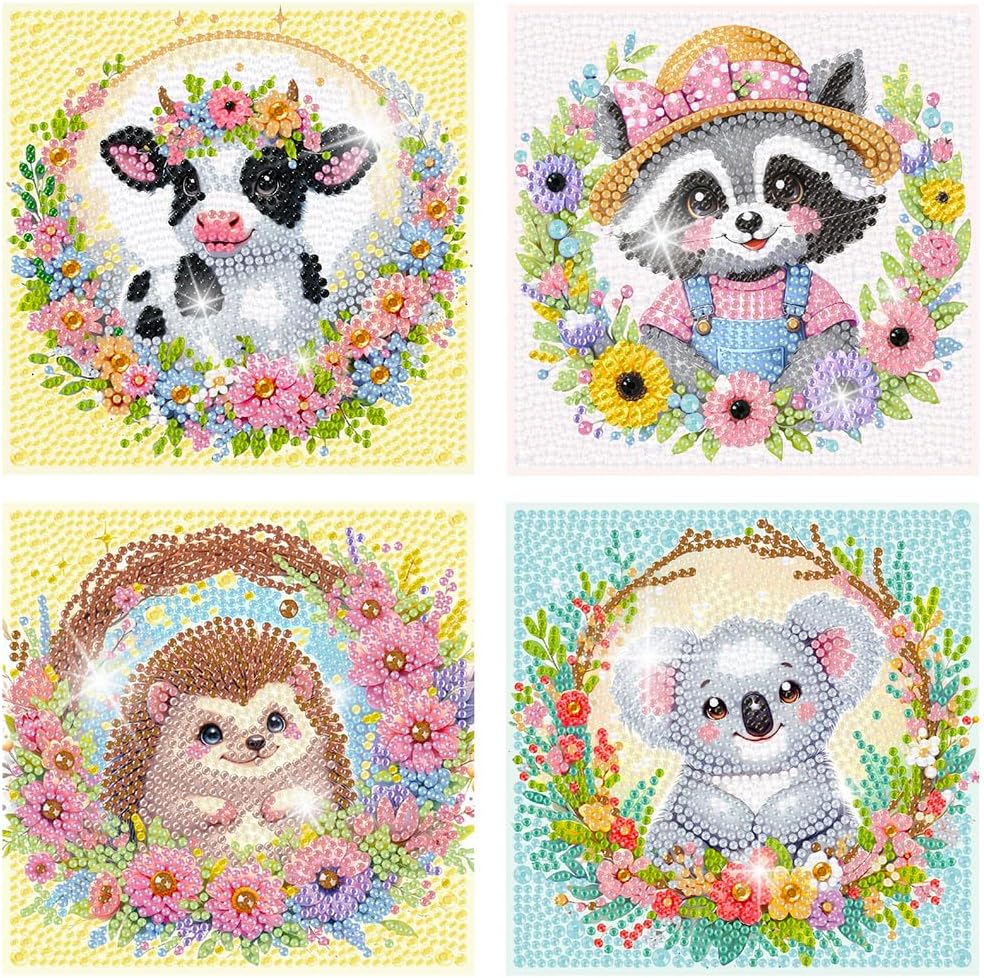 4 Packs DIY Cartoon Diamond Art Kits for Adults,... 4 Packs DIY Cartoon Diamond Art Kits for Adults,...