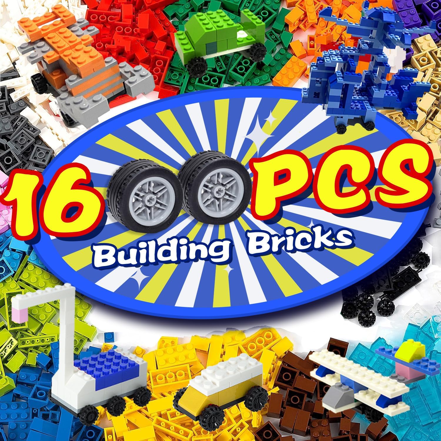 1600 Pieces Building Bricks with 8 Bonus Car Building Blocks Set, Classic Bulk Small Blocks Basic Building Box Set Compatible with All Major Brands, Creative Toy Gift for Boys Girls 1600 Pieces Building Bricks with 8 Bonus Car Building Blocks Set, Classic Bulk Small Blocks Basic Building Box Set Compatible with All Major Brands, Creative Toy Gift for Boys Girls