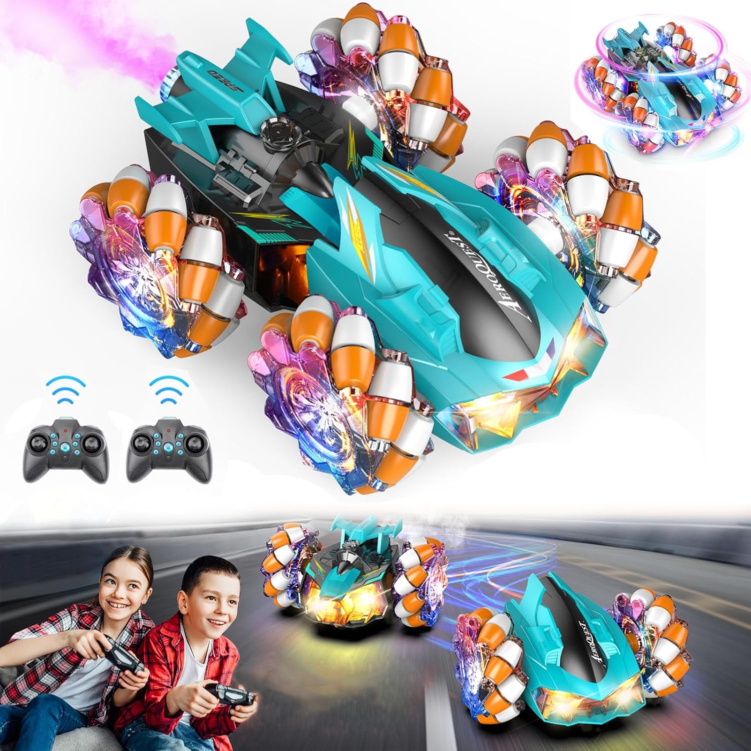 2 in 1 Remote Control Stunt Cars, 2.4 GHz 4WD... 2 in 1 Remote Control Stunt Cars, 2.4 GHz 4WD...