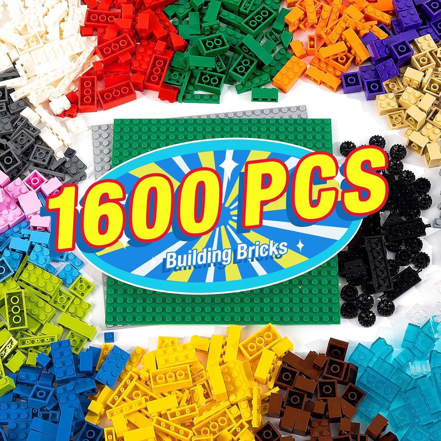 1600 Pieces Building Bricks, Building Bulk Block... 1600 Pieces Building Bricks, Building Bulk Block...