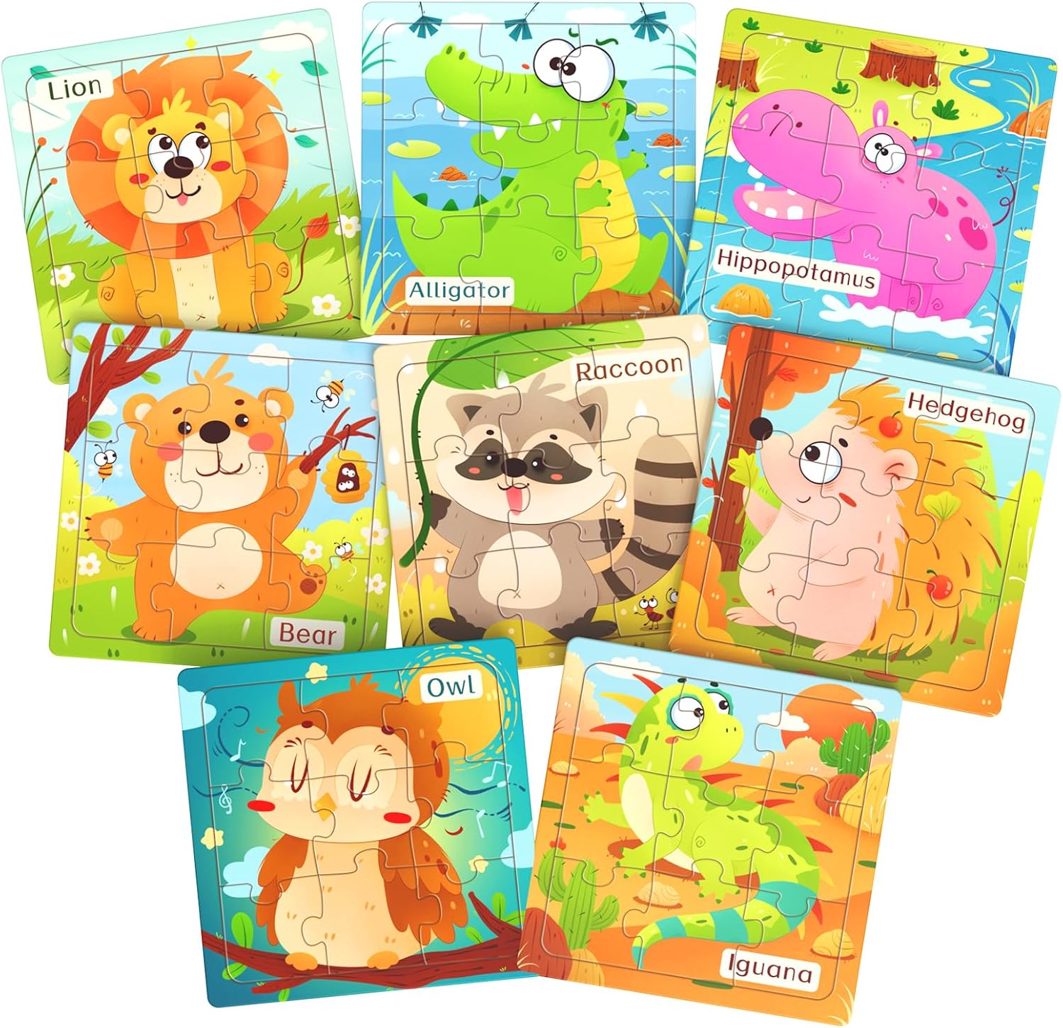Wooden Puzzles for Toddlers, 8 Pack Animal Jigsaw... Wooden Puzzles for Toddlers, 8 Pack Animal Jigsaw...
