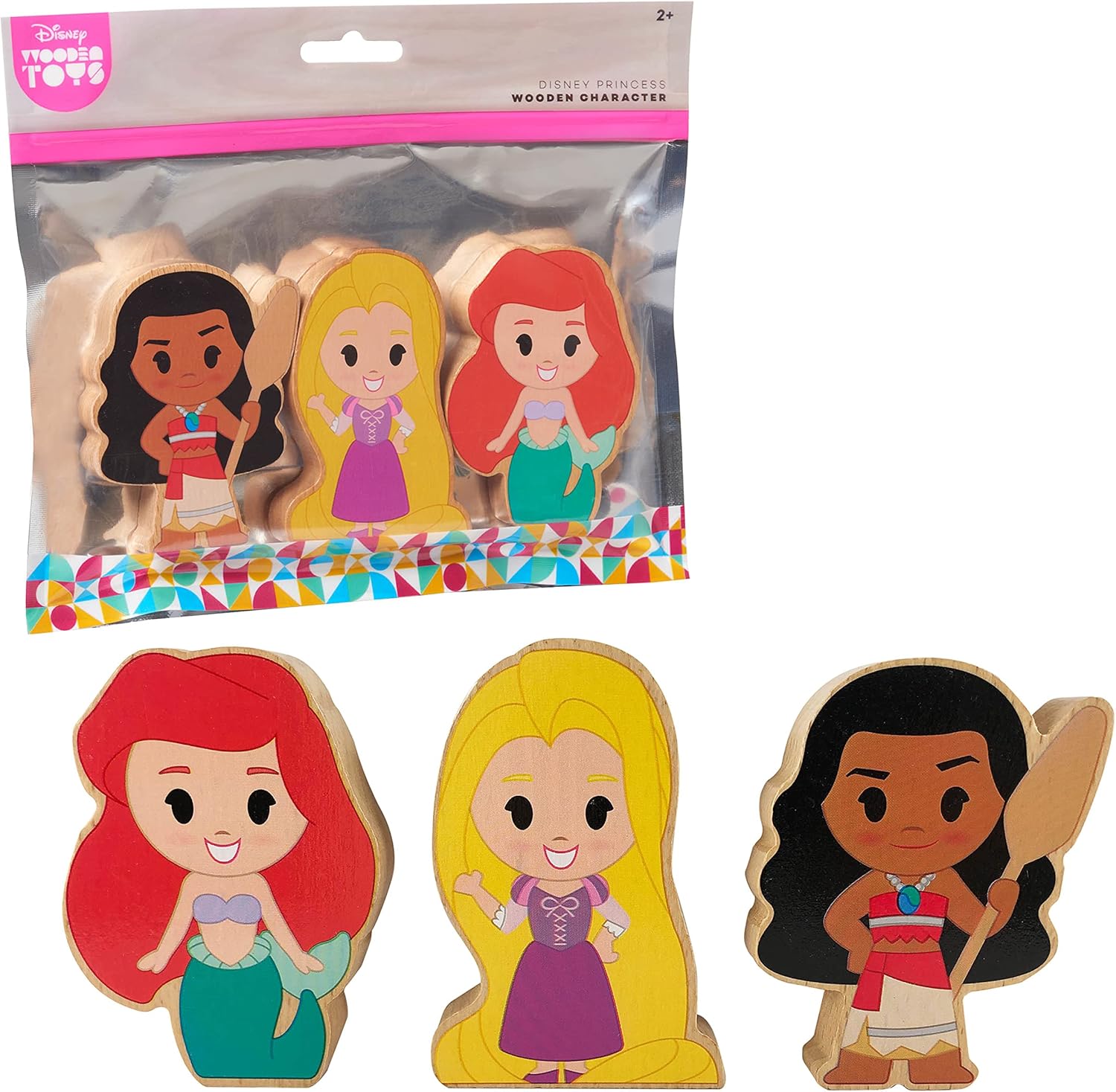 Just Play Disney Wooden Toys 3-Piece Figure Set with Rapunzel, Ariel, and Moana, Officially Licensed Kids Toys for Ages 2 Up Just Play Disney Wooden Toys 3-Piece Figure Set with Rapunzel, Ariel, and Moana, Officially Licensed Kids Toys for Ages 2 Up