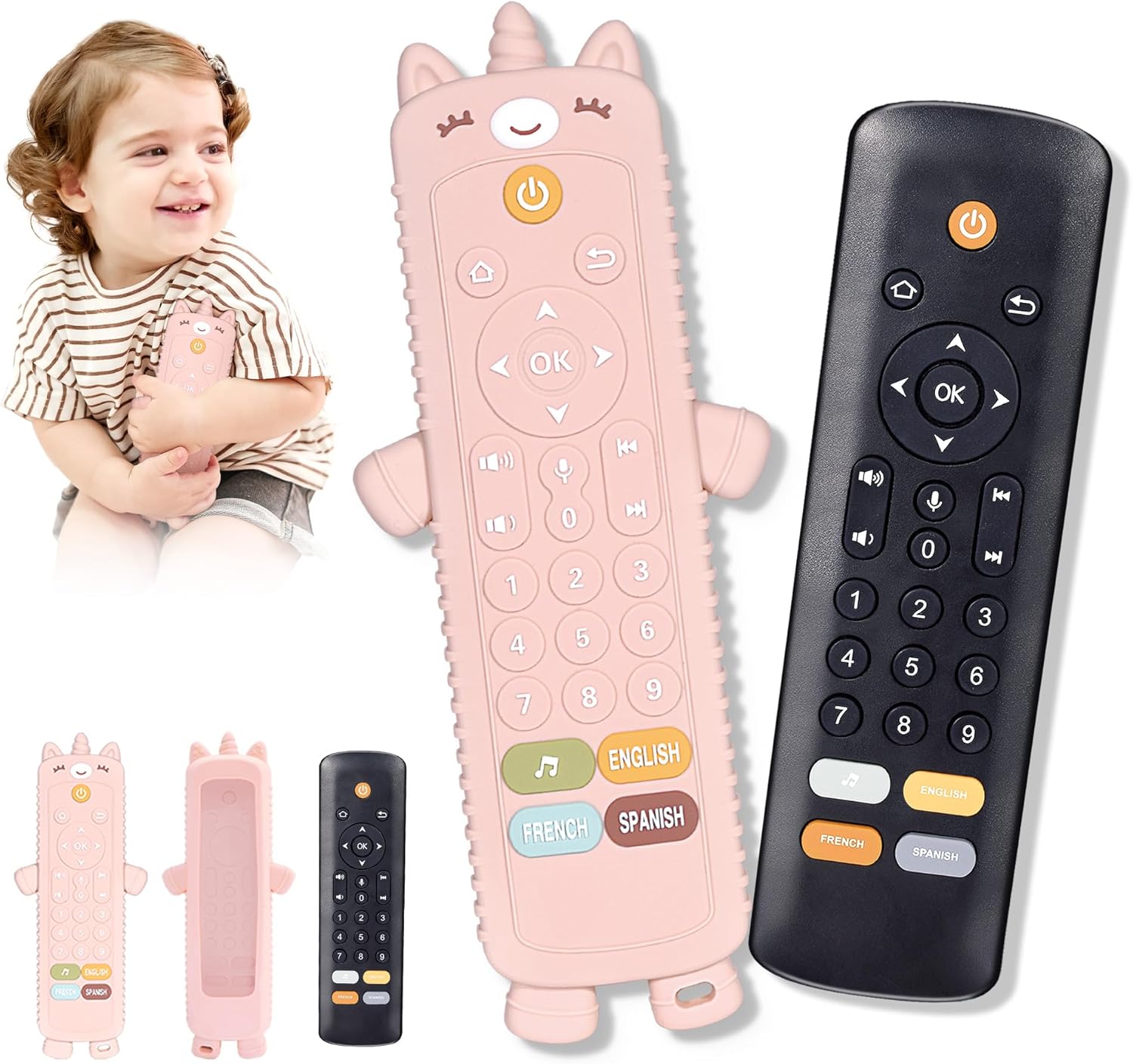 Baby Remote Control Toy with Silicone Teether Cover – Baby Musical Toys, Early Number Learning in 3 Languages (English, Spanish & French), Preschool Infant Girl Toys 6, 9, 12, 18 Month. Baby Remote Control Toy with Silicone Teether Cover – Baby Musical Toys, Early Number Learning in 3 Languages (English, Spanish & French), Preschool Infant Girl Toys 6, 9, 12, 18 Month.