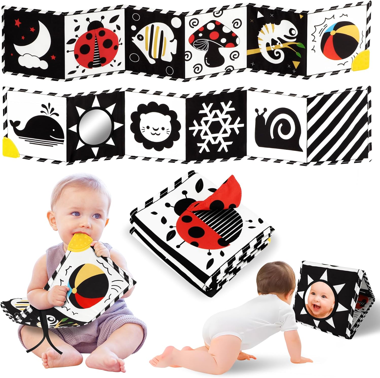 High Contrast Baby Toys, Black and White Newborn Toys for Brain Development, Soft Baby Books, Infant Sensory Toys 0-6-12 Months, Tummy Time Toys, Visual Stimulation Montessori Toy Gift High Contrast Baby Toys, Black and White Newborn Toys for Brain Development, Soft Baby Books, Infant Sensory Toys 0-6-12 Months, Tummy Time Toys, Visual Stimulation Montessori Toy Gift