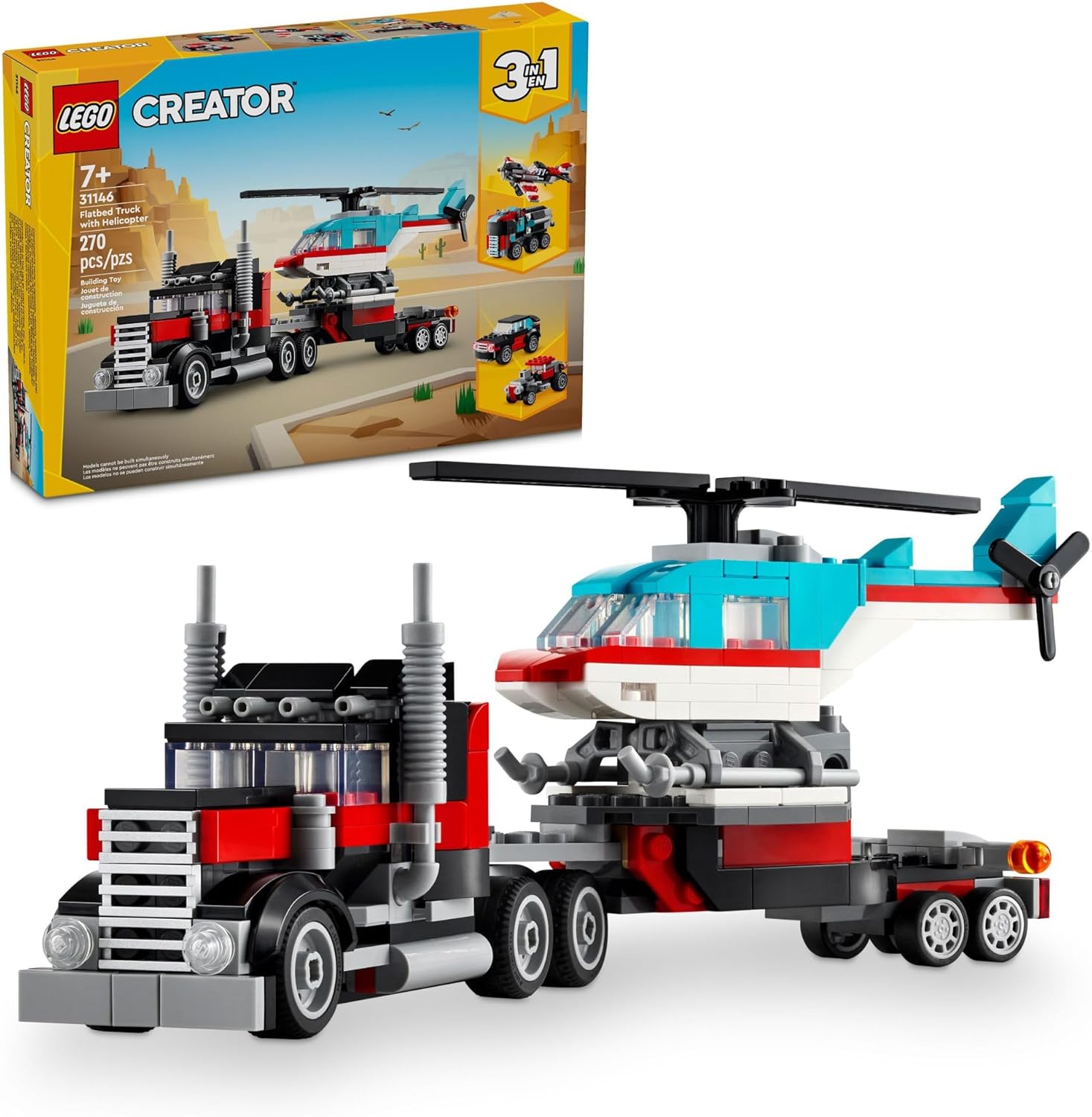 LEGO Creator 3 in 1 Flatbed Truck with Helicopter... LEGO Creator 3 in 1 Flatbed Truck with Helicopter...
