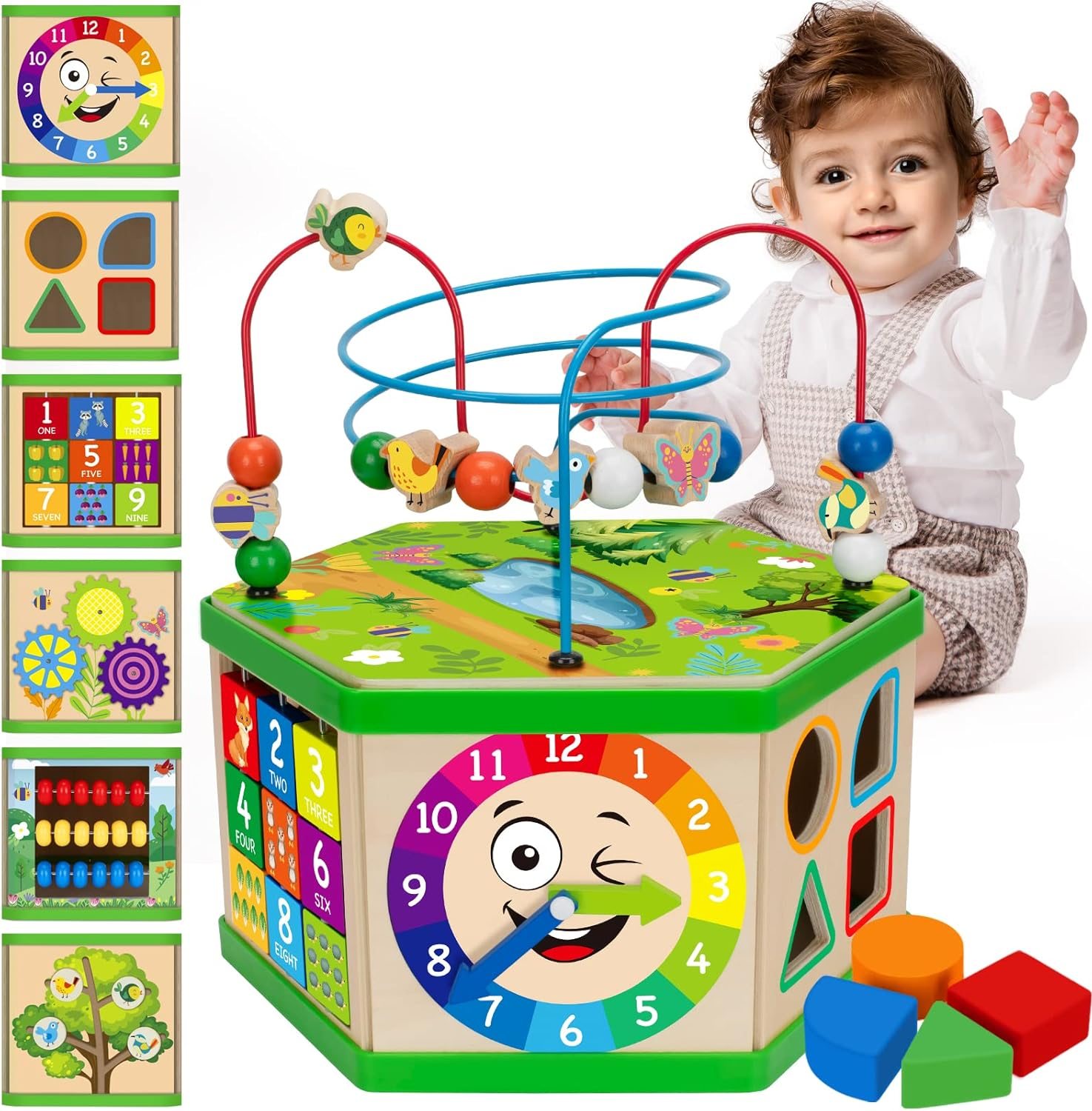 Wooden Activity Cube for 12-18 Month, 1 Year old... Wooden Activity Cube for 12-18 Month, 1 Year old...
