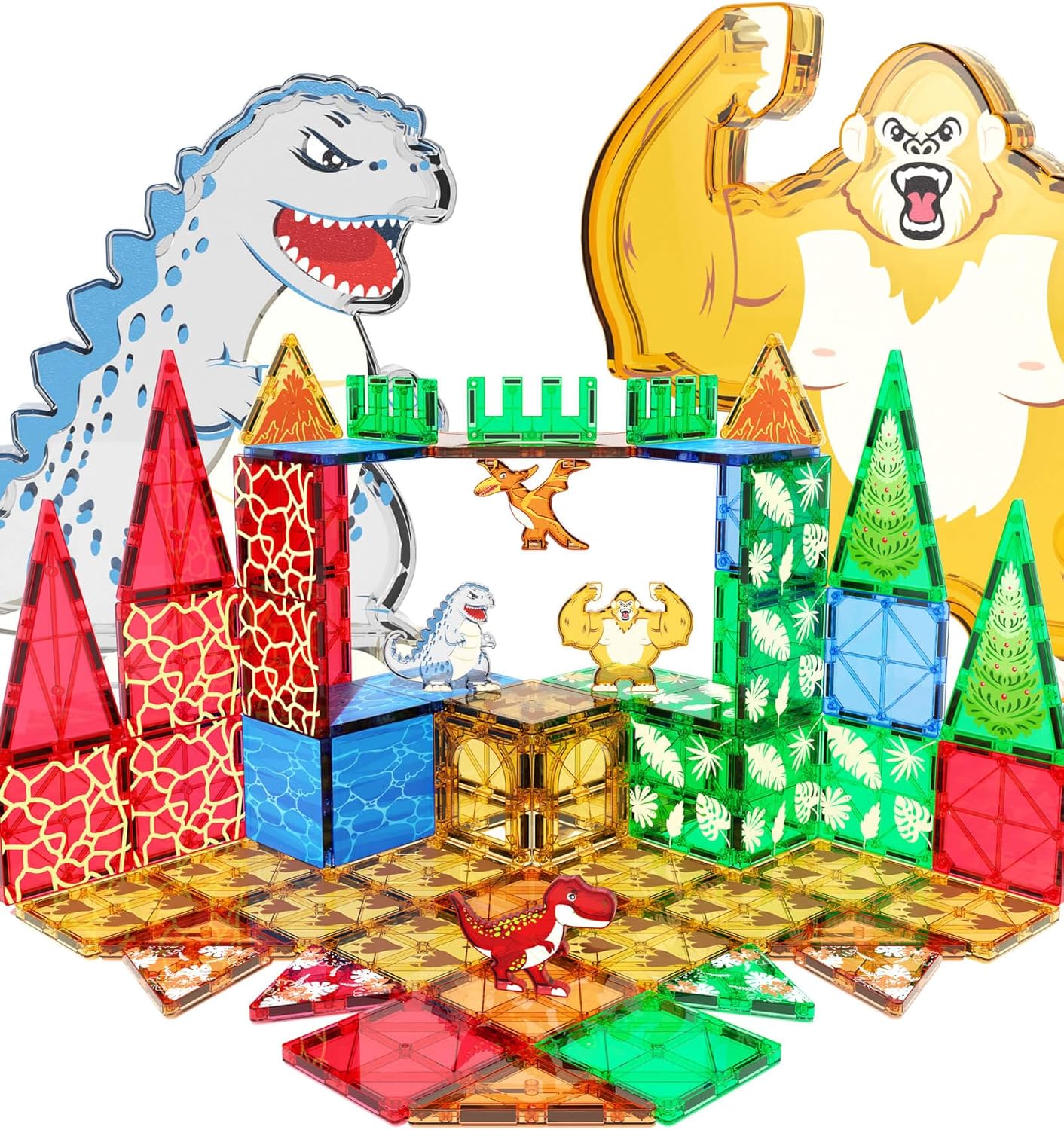 Dinosaurs Toys Magnetic Tiles for Kids 3-5, Dino,King... Dinosaurs Toys Magnetic Tiles for Kids 3-5, Dino,King...