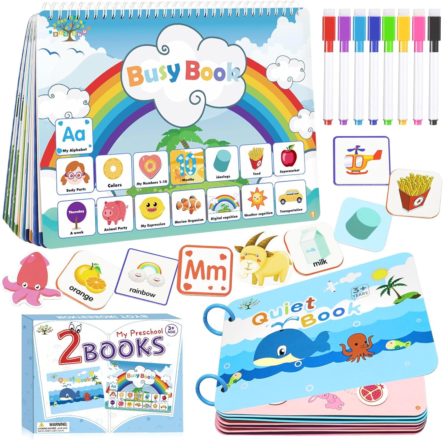2 Packs Montessori Busy Book Preschool Learning Activities for Kids, Educational Toys for 3 Year Old Boys Girls, Autism Sensory Learning Travel Toys, Preschool Learning Toys for Toddlers 3-5 5-7 2 Packs Montessori Busy Book Preschool Learning Activities for Kids, Educational Toys for 3 Year Old Boys Girls, Autism Sensory Learning Travel Toys, Preschool Learning Toys for Toddlers 3-5 5-7
