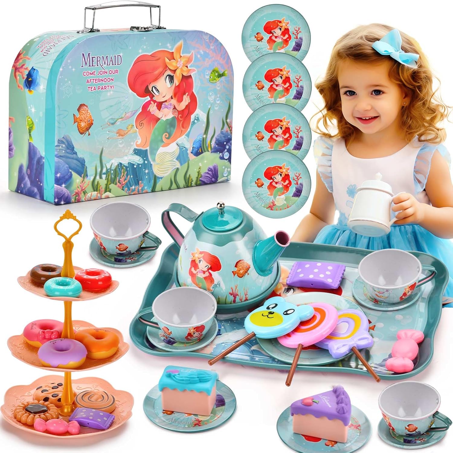 48pc Mermaid Tea Party Set for Little Girls,Birthday... 48pc Mermaid Tea Party Set for Little Girls,Birthday...