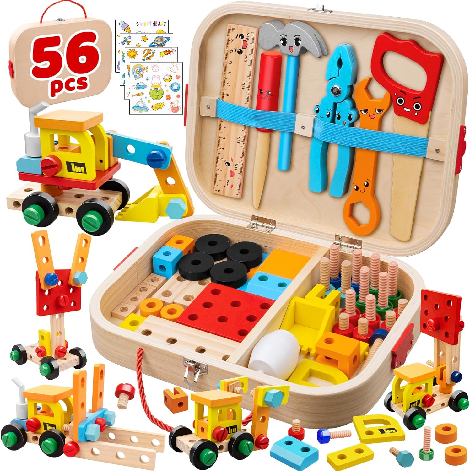 56 Pcs Kids Tool Set for Toddlers, Montessori... 56 Pcs Kids Tool Set for Toddlers, Montessori...