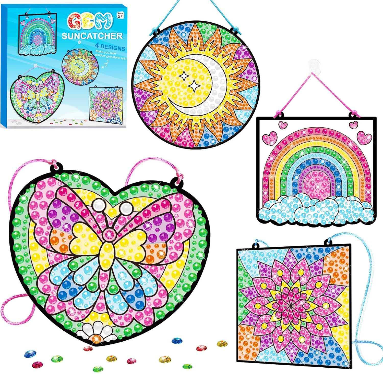 BANBBUR 4 Pcs Window Art Kits for Kids,Gem Arts... BANBBUR 4 Pcs Window Art Kits for Kids,Gem Arts...