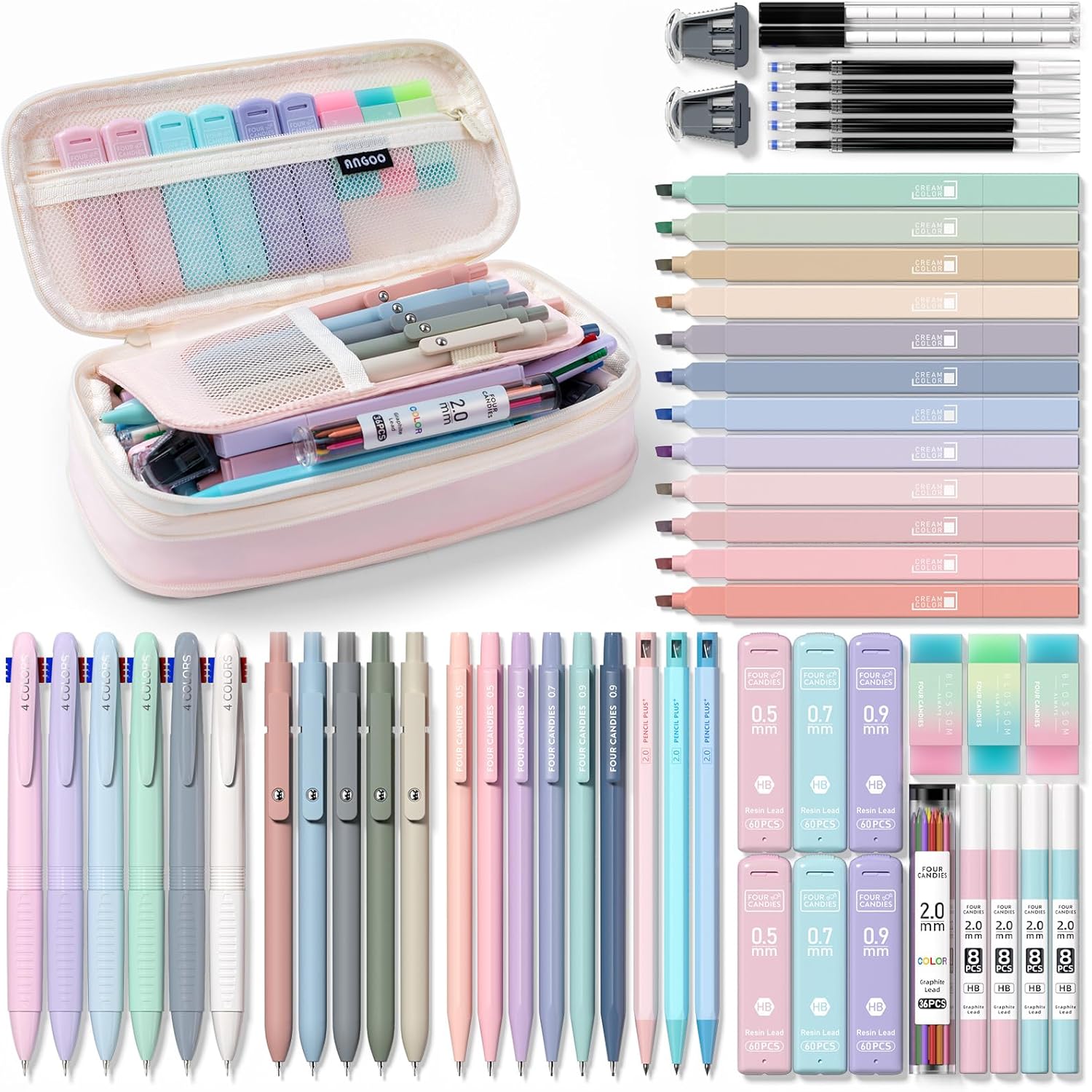 Four Candies 56 PCS Aesthetic School Supplies... Four Candies 56 PCS Aesthetic School Supplies...