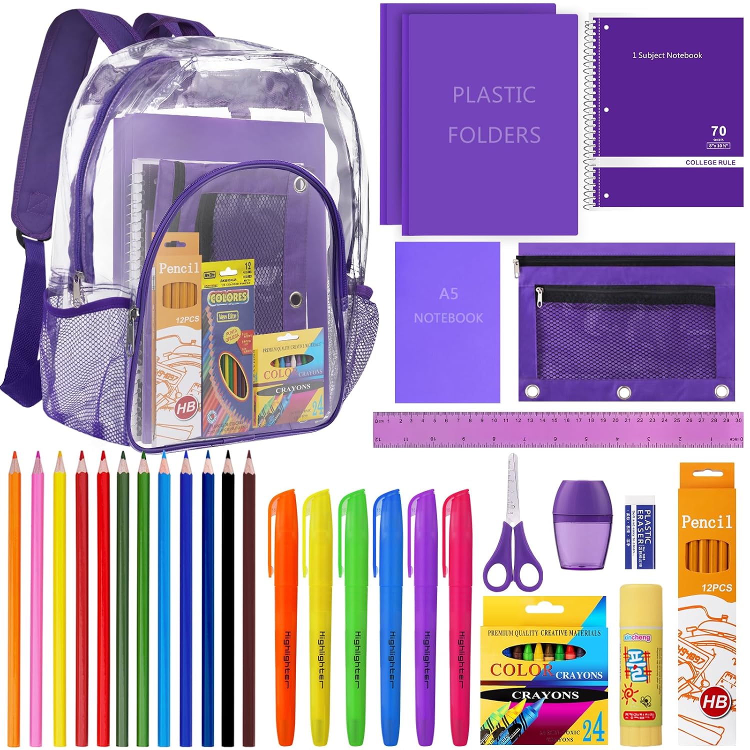 65 Pieces Back to School Supplies with15 inch... 65 Pieces Back to School Supplies with15 inch...