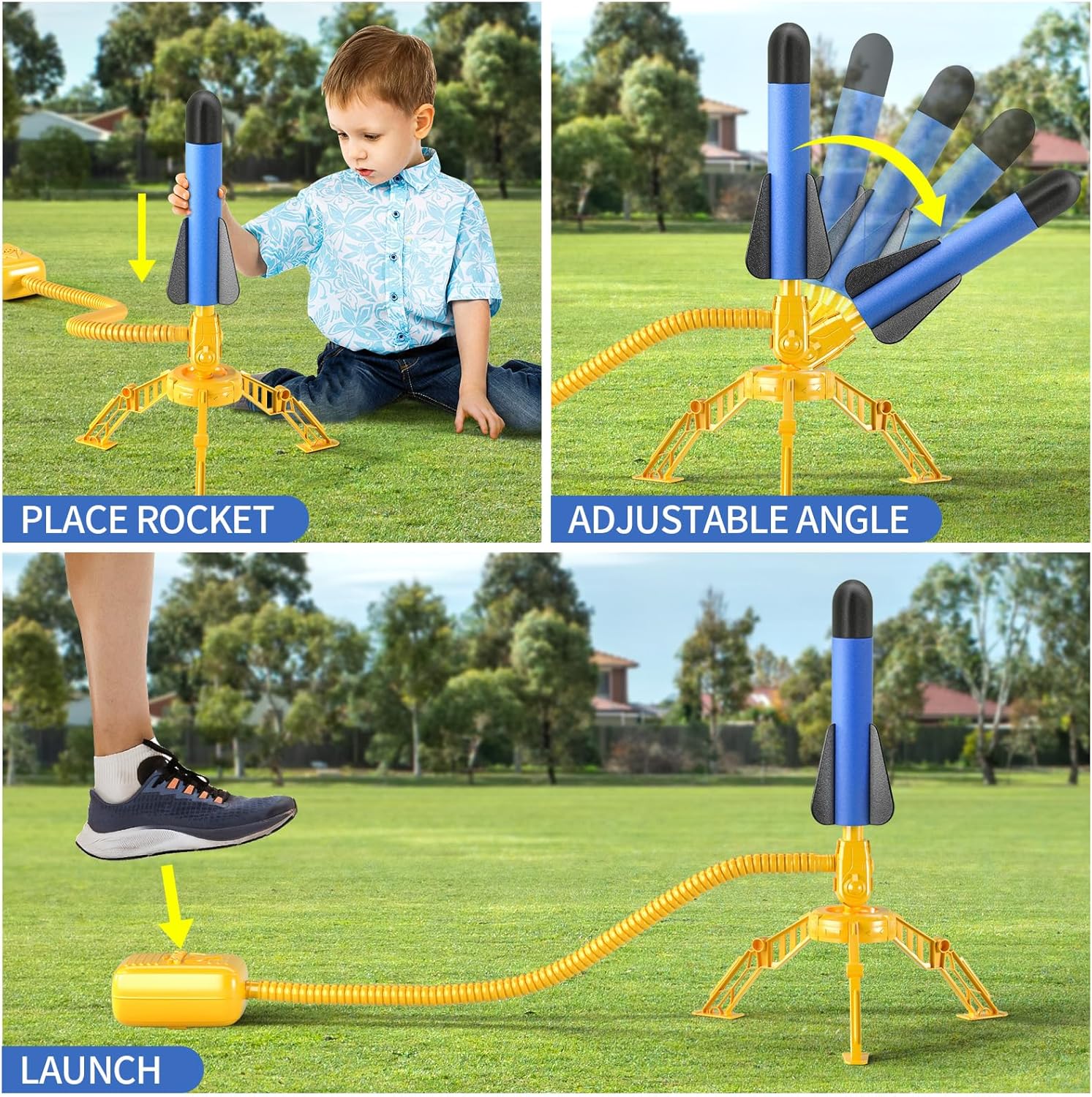 TEMI 2 Pack Rocket Launcher for Kids, 12 Foam... TEMI 2 Pack Rocket Launcher for Kids, 12 Foam...