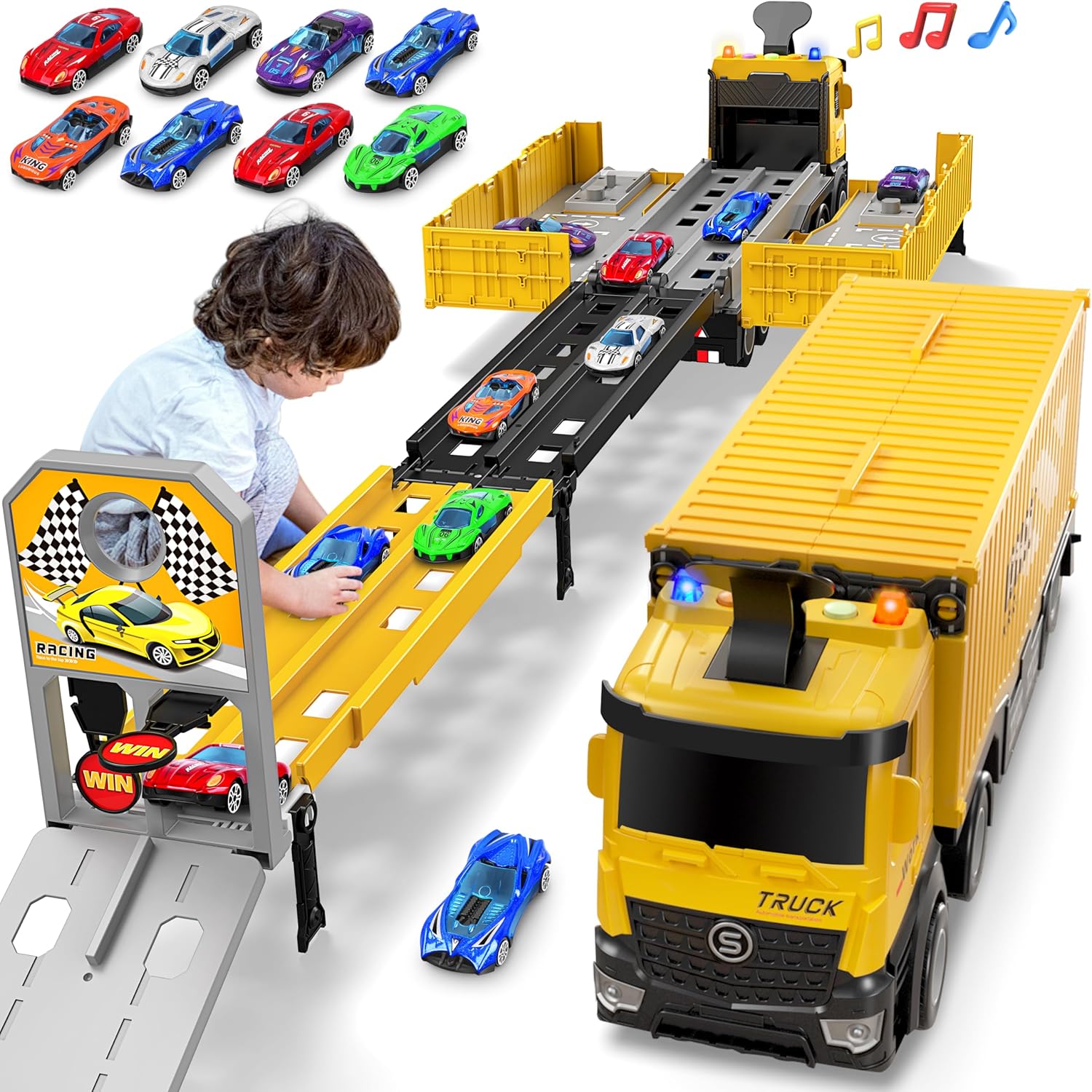 Carrier Truck Race Track Kids Toys, Foldable 3... Carrier Truck Race Track Kids Toys, Foldable 3...