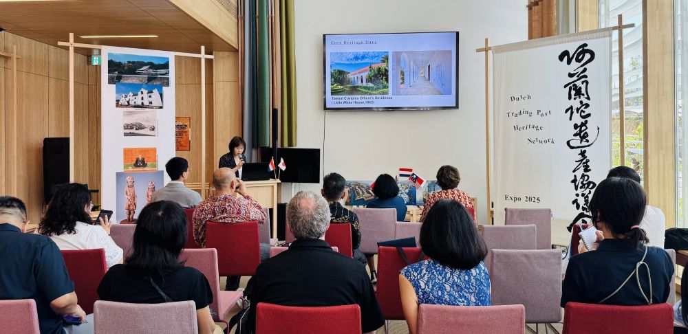 淡水古蹟博物館加入荷蘭商館文化遺產聯網 3 《圖說》淡古館長蔡美治在荷蘭商館文化遺產聯網會員大會中進行英文專題演講,推廣淡水的古蹟文化風貌〈淡古提供〉