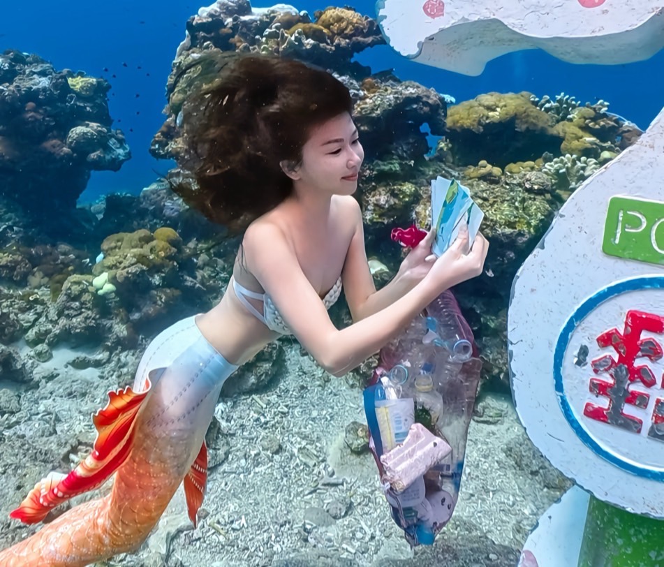中秋最浪漫的環保行動!鄭婷怡化身美人魚再次領航《來自海底的一封信》 | 索引新聞 INDEX News 活動透過「淨灘」、「淨海」與「海底寄信」三大主軸,鄭婷怡期盼這個浪漫的行動能讓更多民眾感受到海洋永續的重要性。(圖/鄭婷怡 提供)
