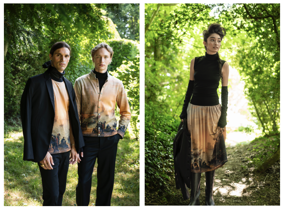 agnès b. 攜手法國羅浮宮 打造Louvre膠囊系列 經典名畫躍於服飾 讓藝術流動於日常 Agnès女士運用獨特的圖像印製技術於Louvre膠囊系列,使典藏於博物館的經典風景在服飾上躍動,展現藝術之美在生活中延續的可能。(圖/agnès b. 提供)