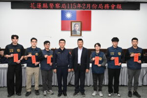 花蓮縣警察局115年2月份局務會報 警友會頒發破案獎金 表揚員警優異表現 34 五