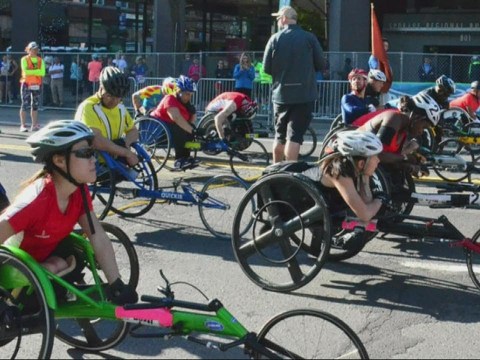 Wheelchair track and field athlete races Bloomsday Wheelchair track and field athlete races Bloomsday
