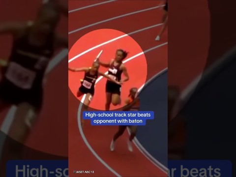 High school track star hits opponent in head with baton High school track star hits opponent in head with baton